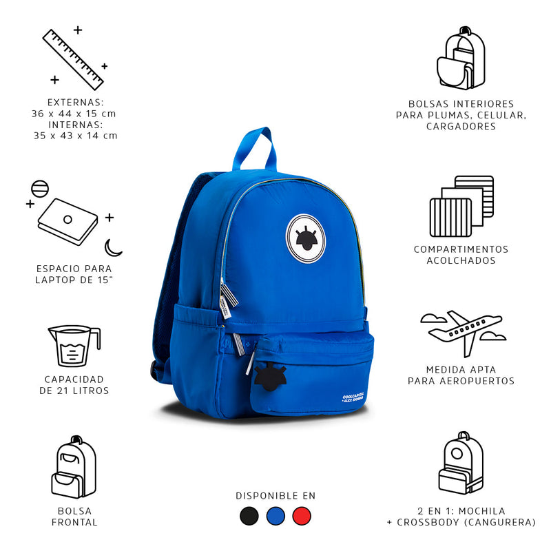 Mochila para laptop | CoolCapital Alex Siordia |15" pulgadas + cangurera azul