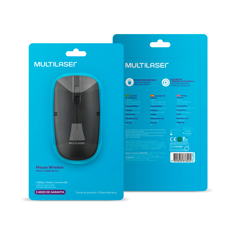 Mouse inalámbrico | Multilaser Slim | 1200dpi