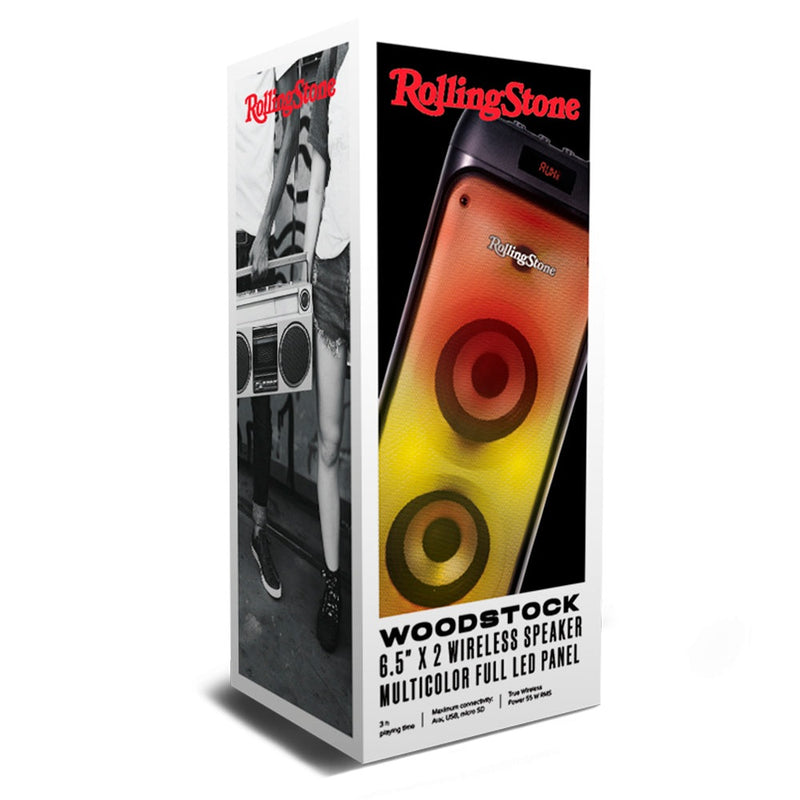 Bafle bocina Inalámbrica | ROLLING STONE Woodstock |Tecnología true wireless y panel led