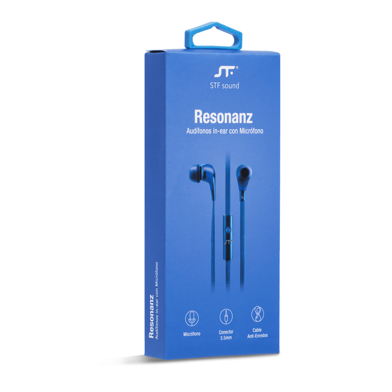 Audífono Alámbrico In-ear | STF Resonanz | Con micrófono, Azul