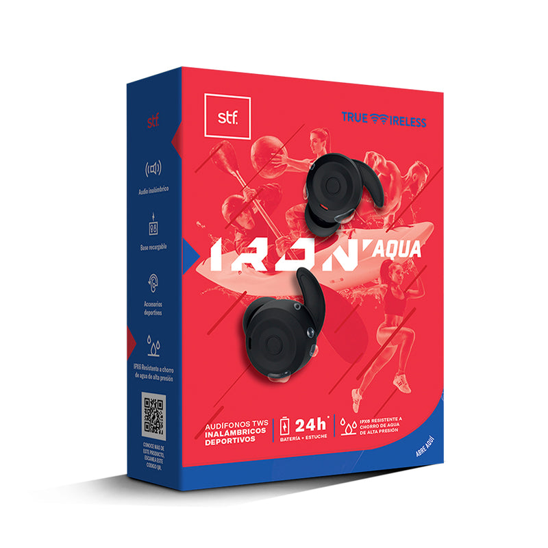 Audífonos inalámbricos TWS | STF Iron Aqua | 6hrs uso protección IPX6 deportivo