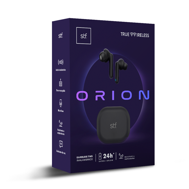 Audífonos Inalámbricos True Wireless | STF Orion | 3 hrs de uso, Negro