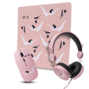 Kit Audífonos, mouse y mousepad  | STF Mariana Motoko 3 en 1  | para computadora rosa