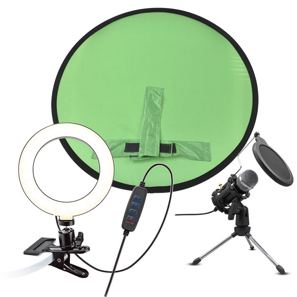 Kit Aro de luz led, micrófono y pantalla verde | STF Instant star | Vlogger