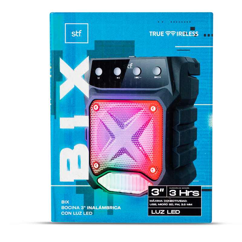 Bocina inalámbrica portátil | STF Bix | 3"pulgadas 4hrs uso 5W función TWS