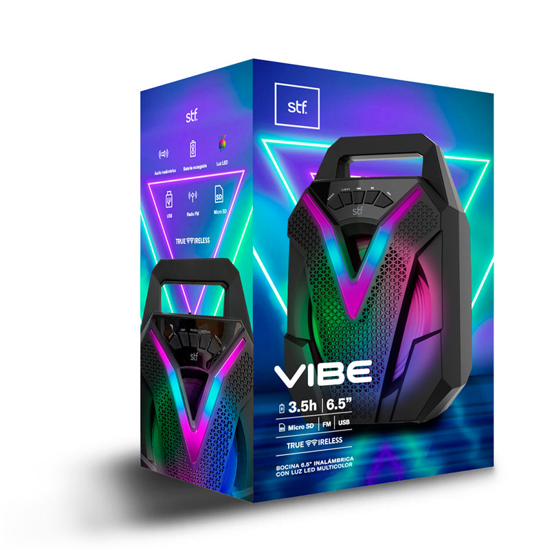 Bocina inalámbrica portátil | STF Vibe |6.5 pulgadas portatil con luz led 23W