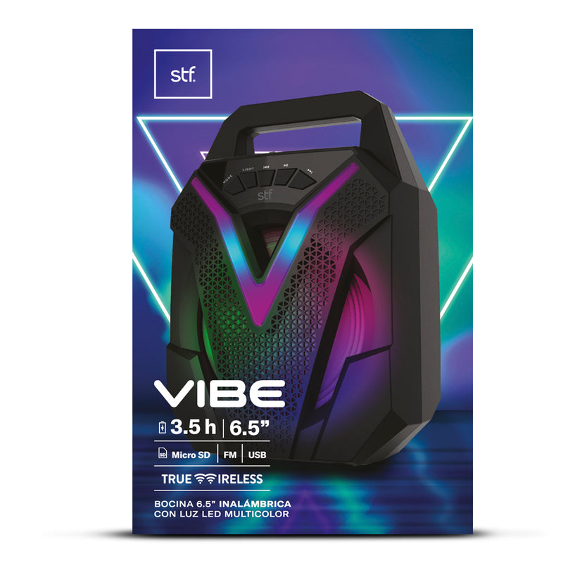 Bocina inalámbrica portátil | STF Vibe |6.5 pulgadas portatil con luz led 23W