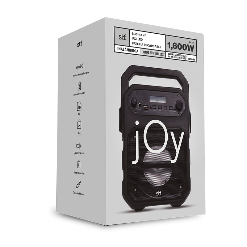 Bocina inalámbrica portátil | STF Joy 4 | 4" pulgadas 3hrs uso 9W función TWS negro