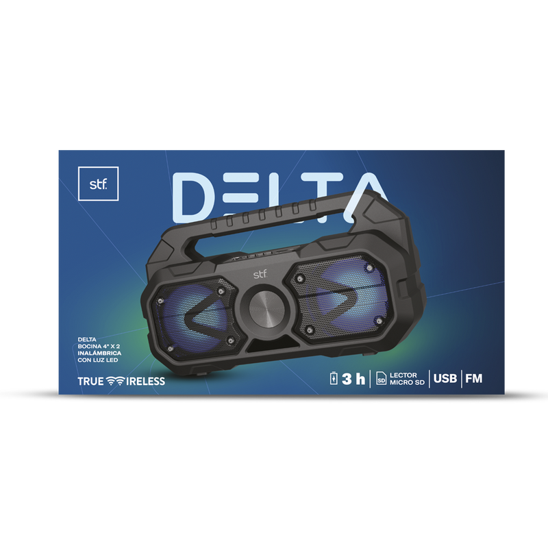 Bocina inalámbrica |STF Delta |2 bocinas de 4 pulgadas portatil con luz led