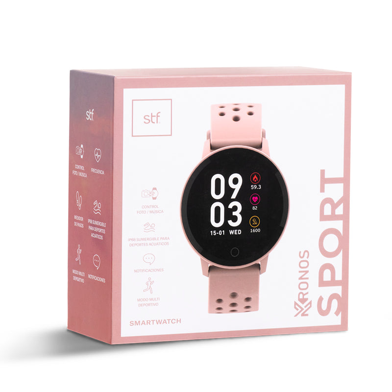Smartwatch reloj inteligente | STF Kronos Sport  | Resistencia al agua IP68 rosa