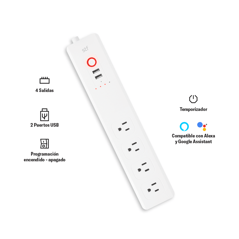 Multicontacto inteligente |STF Smart home |compatible con Google Assistant o Alexa