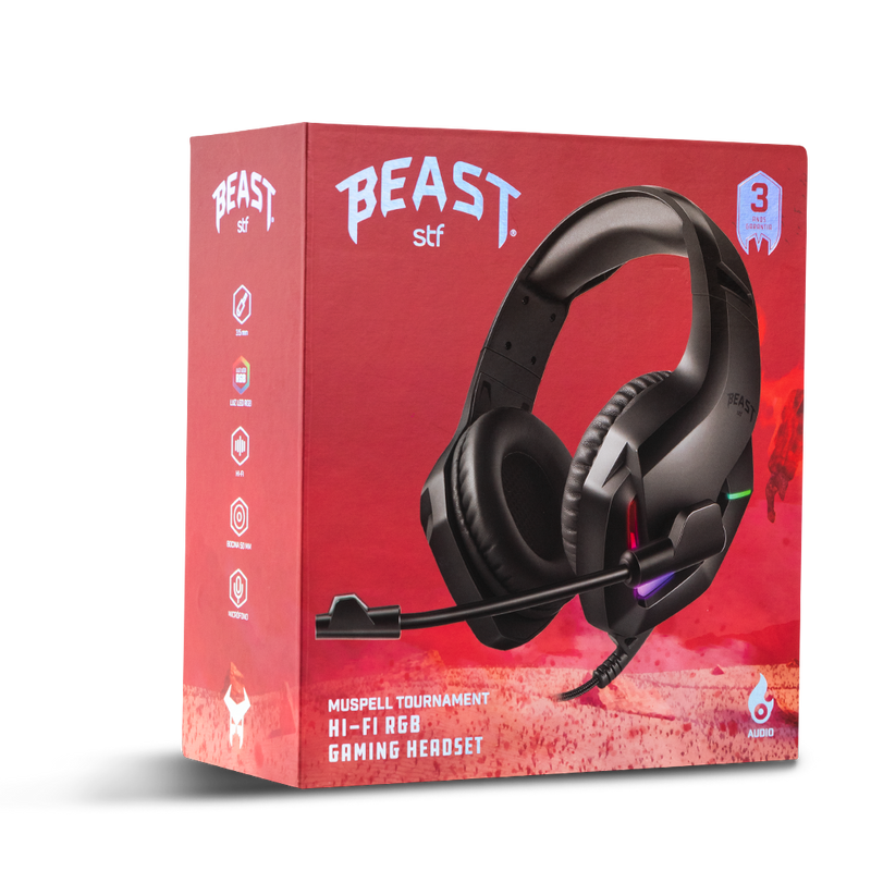 Audífonos Gamer On-ear | STF Beast Muspell Tournament | Hi-Fi gaming para computadora negro