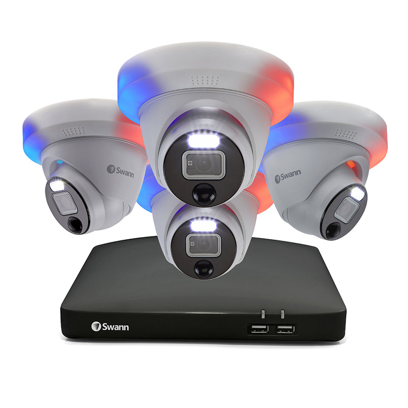 Sistema de seguridad 4 cámaras DVR | Swann SWDVK-846804DE-US | full HD 1080p Luces intermitentes Visión nocturna