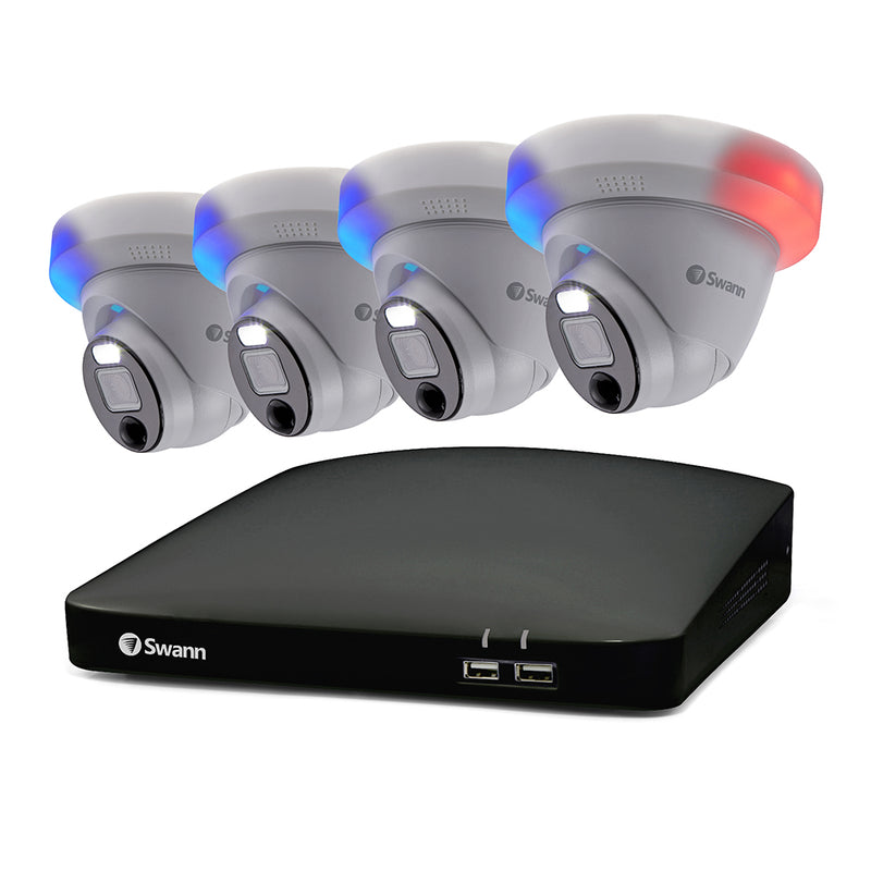 Sistema de seguridad 4 cámaras DVR | Swann SWDVK-846804DE-US | full HD 1080p Luces intermitentes Visión nocturna