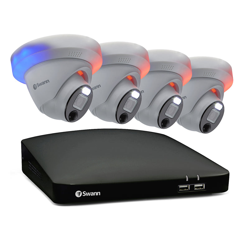 Sistema de seguridad 4 cámaras DVR | Swann SWDVK-846804DE-US | full HD 1080p Luces intermitentes Visión nocturna