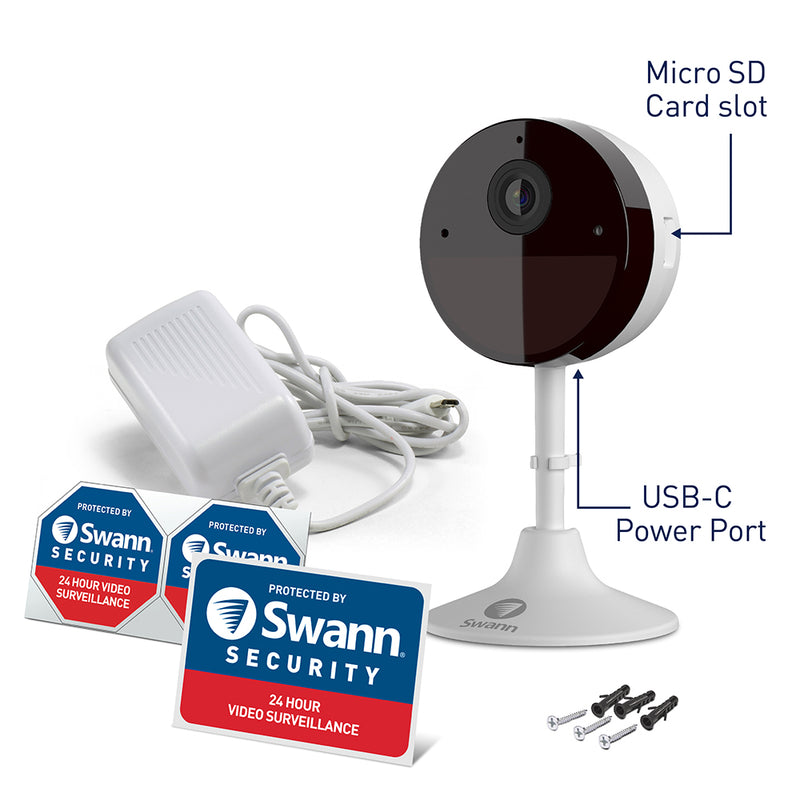 Cámara de Seguridad Interiores | Swann SWIFI-2KICAM-US | 2k Quad HD Sirena Visión Nocturna  y Detección de Calor