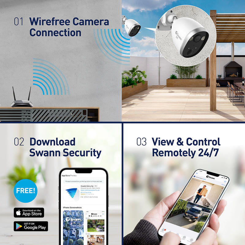 Cámara de seguridad con foco | Swann SWIFI-2KOCAM-GL | IP66 inalámbrica 2K