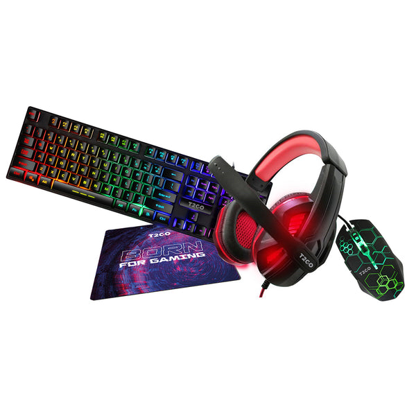 Kit Audifonos teclado mouse mousepad gamer T2GO GameX 4 en 1