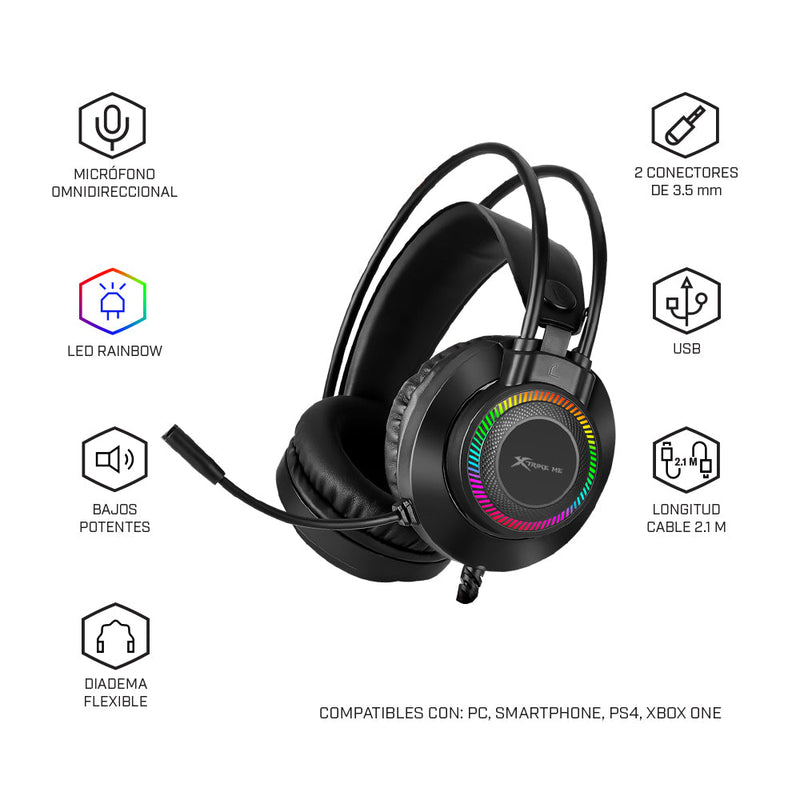 Audífonos Gamer | Xtrike Me GH-509 | 3.5 mm, Luz, Gaming para computadora