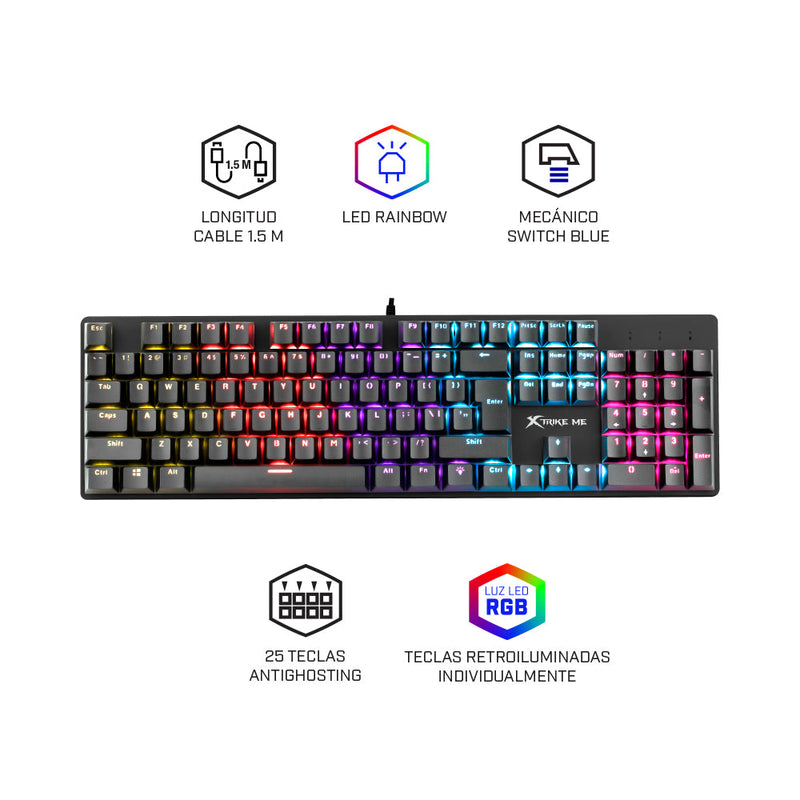 Teclado gamer |XTRIKE ME GK-915 |mecanico con luz gaming para computadora