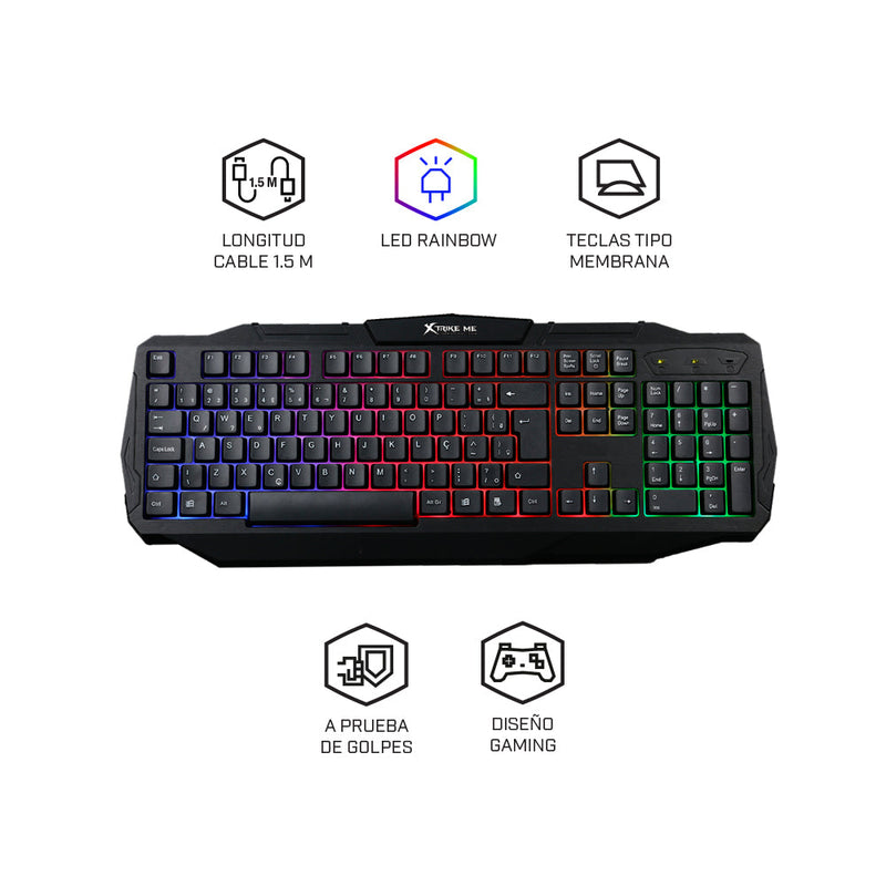 Teclado gamer |XTRIKE ME KB-302 |membrana con luz gaming para computadora