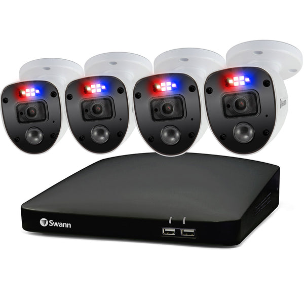 Sistema de seguridad 4 cámaras DVR | Swann SWDVK-846804SL-US | Full HD 1080p Luces intermitentes Visión nocturna