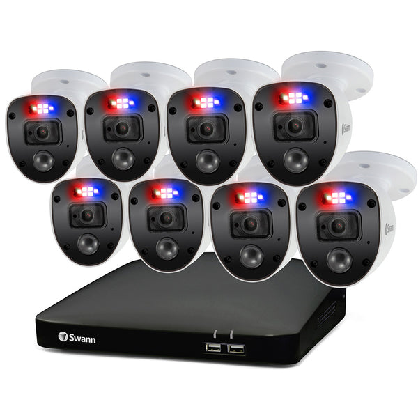 Sistema de seguridad 8 cámaras DVR | Swann SWDVK-846808SL-US | Full HD 1080p Luces Intermitentes Visión nocturna